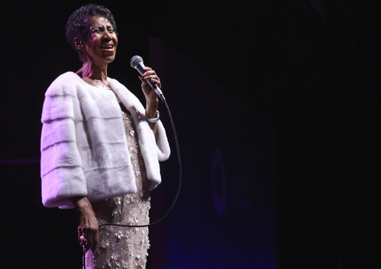 Aretha Franklin performs at Cathedral of St. John the Divine in New York City