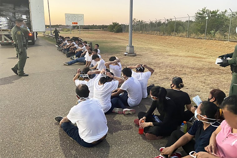 LAREDO, TEXAS – U.S. Border Patrol agents apprehend a large number of individuals inside a tractor-trailer during a failed human smuggling attempt in north Laredo, Texas. The event occurred on the evening of July 13, when a tractor hauling a white trailer approached the U.S. Highway 83 checkpoint. During an immigration inspection of the driver and passenger, both U.S. citizens, the driver readily admitted that there were people inside the trailer. Upon opening the trailer, agents found 35 individuals who were illegally in the United States from the countries of Mexico, Guatemala, Honduras, and El Salvador. The inside trailer temperature was recorded at 126.1 degrees Fahrenheit at the time the individuals were discovered. All were evaluated and offered medical attention by a Border Patrol emergency medical technician. All subjects were placed under arrest, to include the U.S. citizen driver and passenger, pending further investigation by Homeland Security Investigations Special Agents. Despite the threat of the COVID-19 pandemic, smugglers continue to endanger the lives of individuals they exploit and the health and safety of our Nation. U.S. Border Patrol agents strive to prevent the flow of illegal immigration and slow the spread of COVID-19.