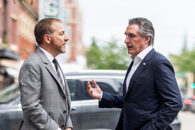 Chuck Todd interviews Gov. Doug Burgum, R-N.D., for an upcoming Meet The Press broadcast, on July 8, 2023.