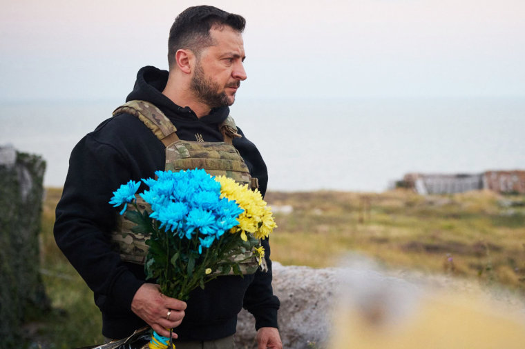 Ukrainian President Volodymyr Zelenskyy visits Snake Island, Ukraine.