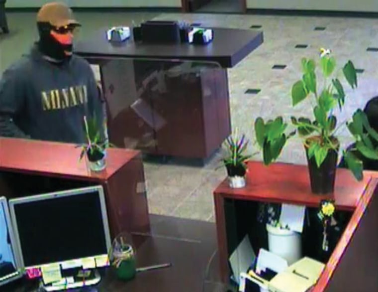 A surveillance photograph of the bank robbery suspect of Great Western Bank, in Clive, Iowa, on  March 2, 2022.