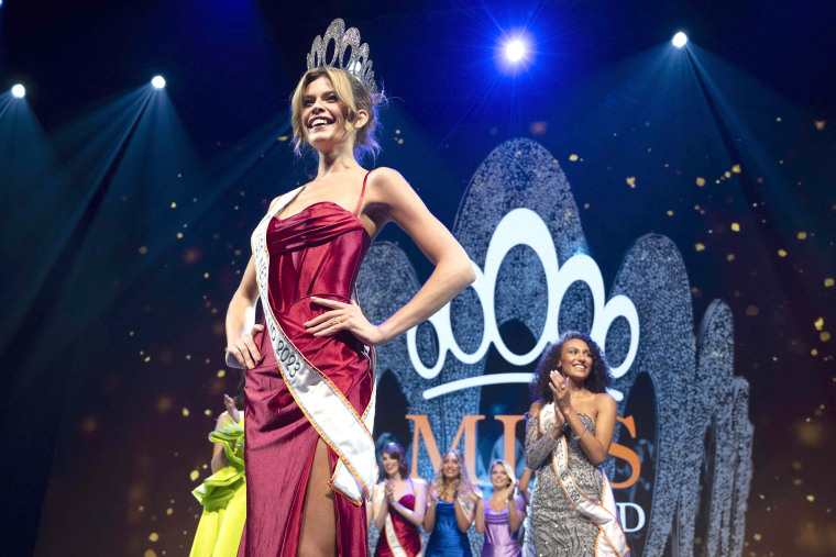 Contestant Rikkie Kolle poses after being crowned winner in the Miss Netherlands beauty pageant in Leusden, on July 8, 2023. A transgender woman has won the Miss Netherlands beauty pageant for the first time in the history of the tournament, saying she wanted to be a "voice and role model" for others. Rikkie Kolle, 22, from the southern town of Breda, was crowned at a ceremony on July 8 and will now take part in the Miss Universe contest in El Salvador, the organisers said.