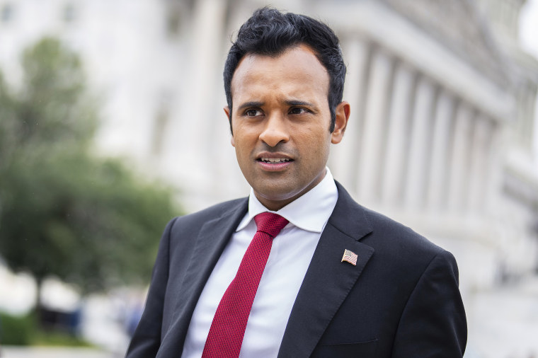 Vivek Ramaswamy, Republican candidate for president, is interviewed outside the U.S. Capitol on Thursday, June 22, 2023.