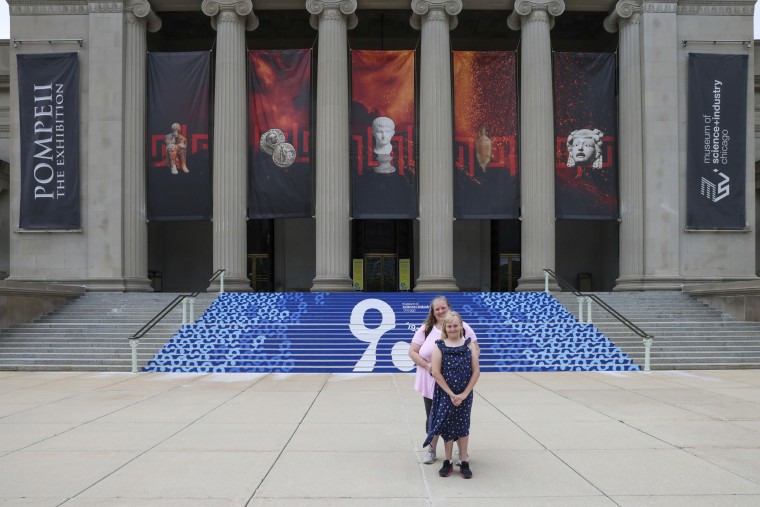 Flower Nichols and her mother Jennilyn in front of the Museum of Science and Industry in Chicago on June 13, 2023.