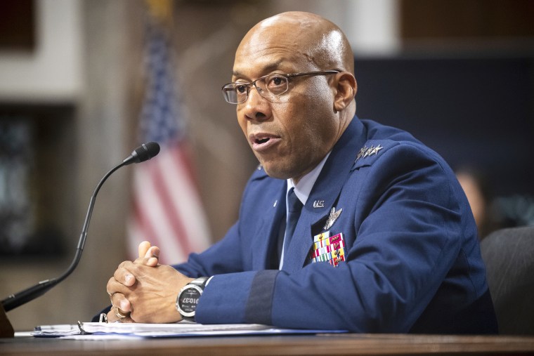 Air Force Gen. Charles Q. Brown, Jr., nominee to be Chairman of the Joint Chiefs of Staff, testifies during his confirmation hearing before the Senate Armed Services Committee on Capitol Hill July 11, 2023.