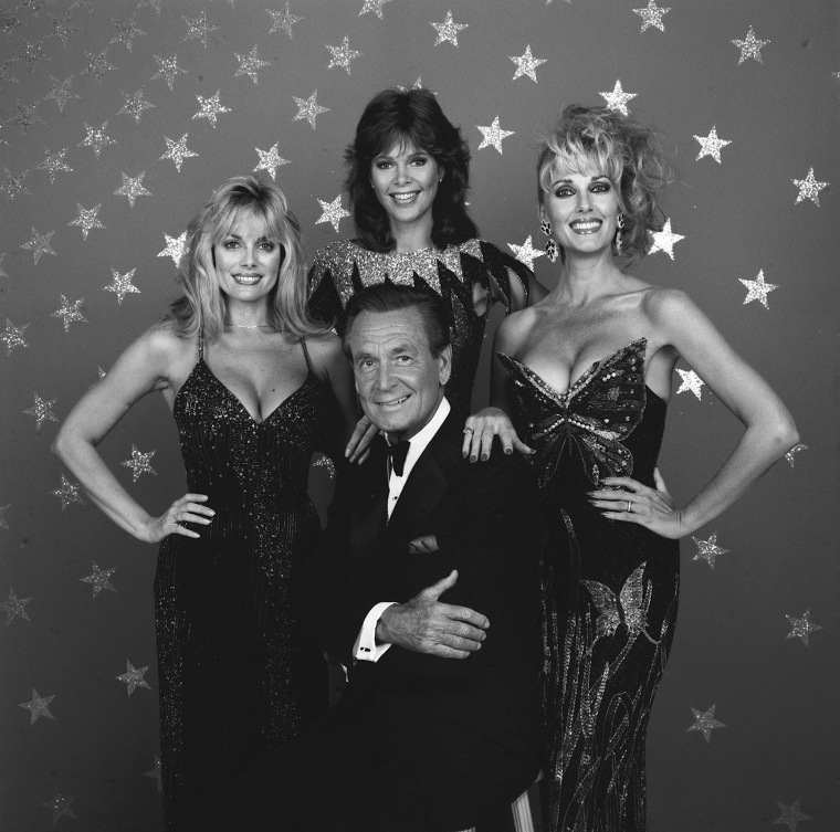 Bob Barker with from left: Dian Parkinson, Holly Halstrom and Janice Pennington in 1986.