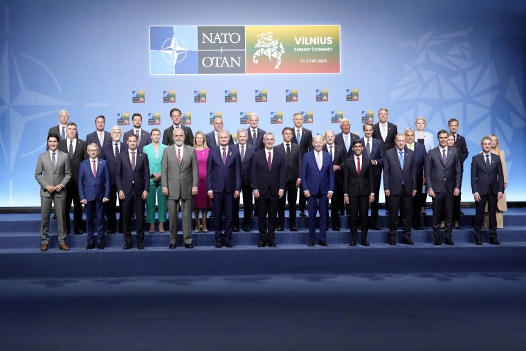 NATO's summit began Tuesday with fresh momentum after Turkey withdrew its objections to Sweden joining the alliance, a step toward the unity that Western leaders have been eager to demonstrate in the face of Russia's invasion of Ukraine. (AP Photo/Pavel Golovkin)