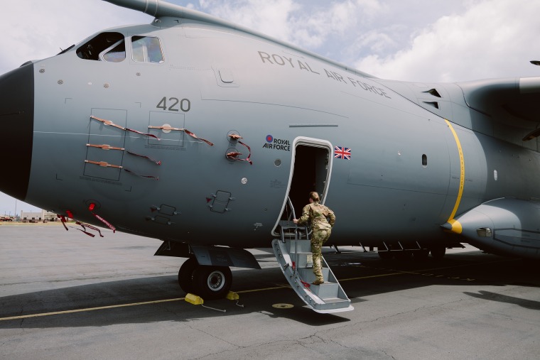 A Royal Air Force plane at Hickam Air Force Base in Honolulu.