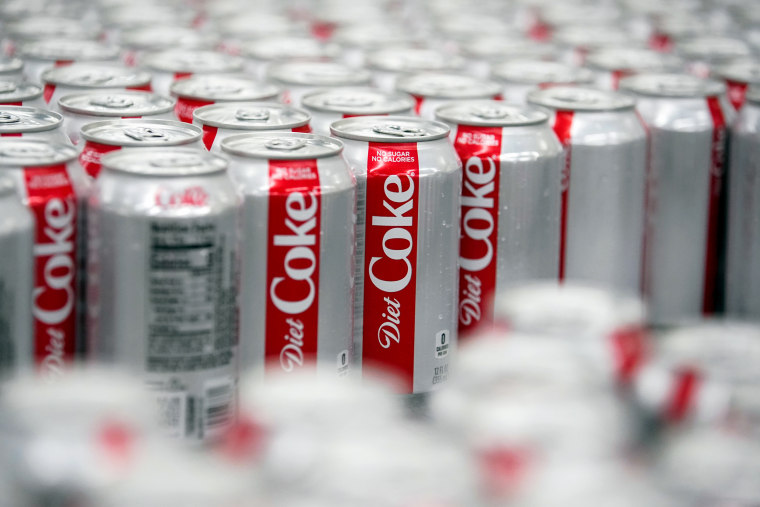 Cans of Diet Coke at a plant in West Valley City, Utah, on April 19, 2019.