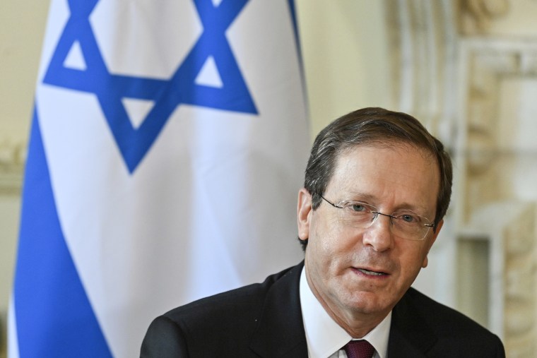 Israeli President Isaac Herzog at 10 Downing Street in London on Nov. 23, 2021.