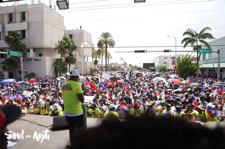 Supporters during the “Relief for Haiti” march in Miami, Fla.
