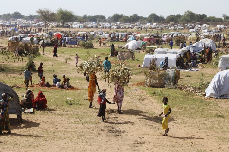 Refugees who fled the conflict in Sudan at the Zabout refugee Camp in Goz Beida, Chad, on July 1, 2023.