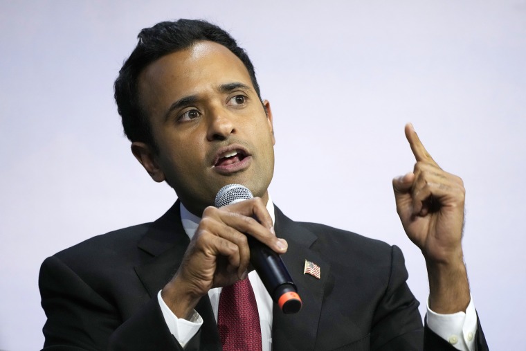 Republican presidential candidate businessman Vivek Ramaswamy speaks during the Family Leadership Summit, Friday, July 14, 2023, in Des Moines, Iowa.