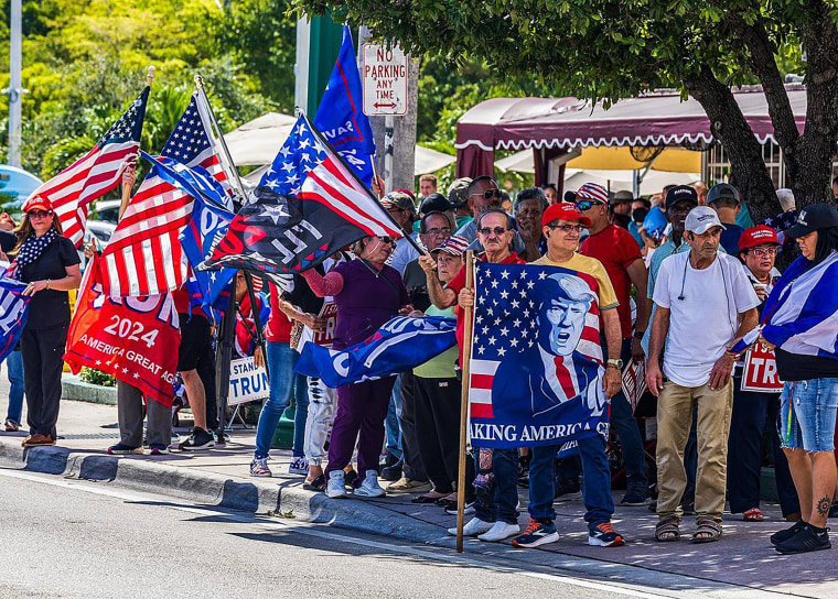 Cuban exiles gather at Versailles Restaurant in Little Havana in support of Donald Trump