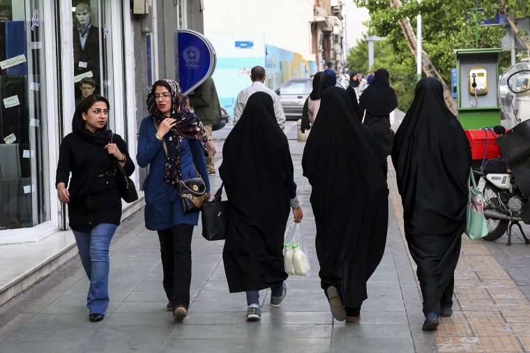 Women in downtown Tehran, Iran, on April 26, 2016.