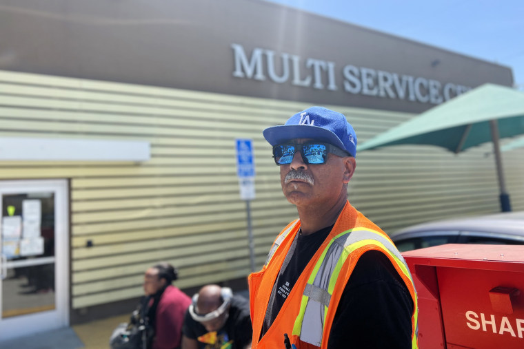 Alberto Perez met his probation officers at Los Angeles County Probation Department’s mobile resource center van site in Long Beach, California and declined the offer to move into transitional housing.