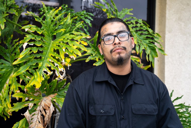 Jose Ruiz spoke to probation officers at a Los Angeles County Probation Department’s mobile resource center van site in Gardena, Calif., and asked for help to find stable housing and a job.
