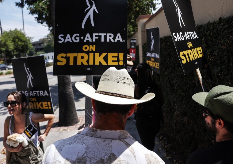 Image: SAG-AFTRA Members Walk The Picket Lines Amid Actors' Strike
