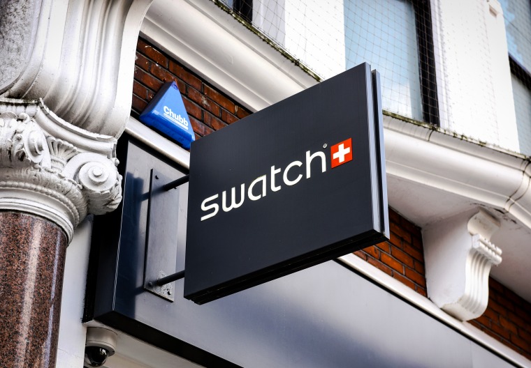 A Swatch store in London on June 23, 2023.