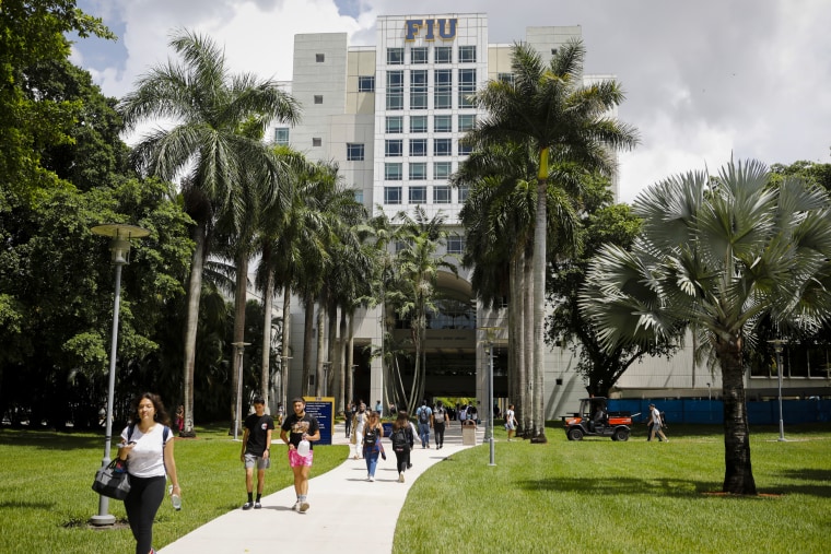 Students on the campus of Florida International University in Miami in 2021. 