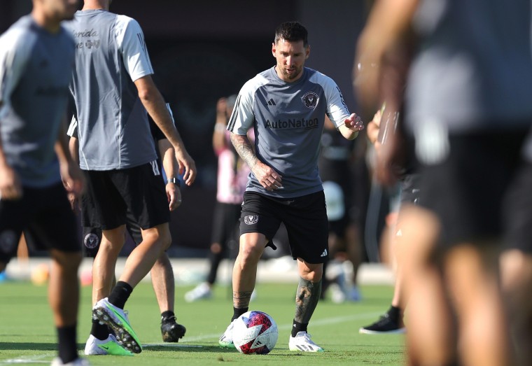 Lionel Messi participates in an Inter Miami CF Training Session in Fort Lauderdale, on July 18, 2023.