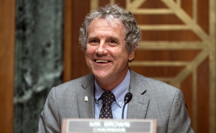 Sherrod Brown attends a Senate Banking, Housing, and Urban Affairs Committee hearing