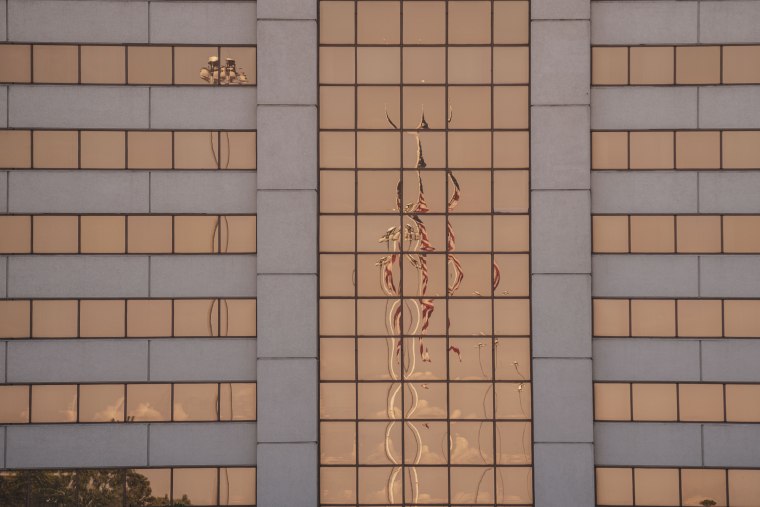 Reflections in the windows of the Gold Strike casino in Tunica.  