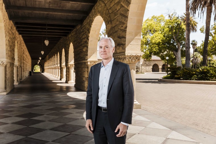 Stanford President Marc Tessier-Lavigne, photographed at Stanford University in Palo Alto, California.