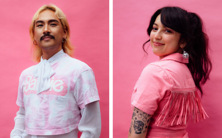 Image: Kevo Rivera, 32, and Jasmine Ly, 27, in their Barbie best.