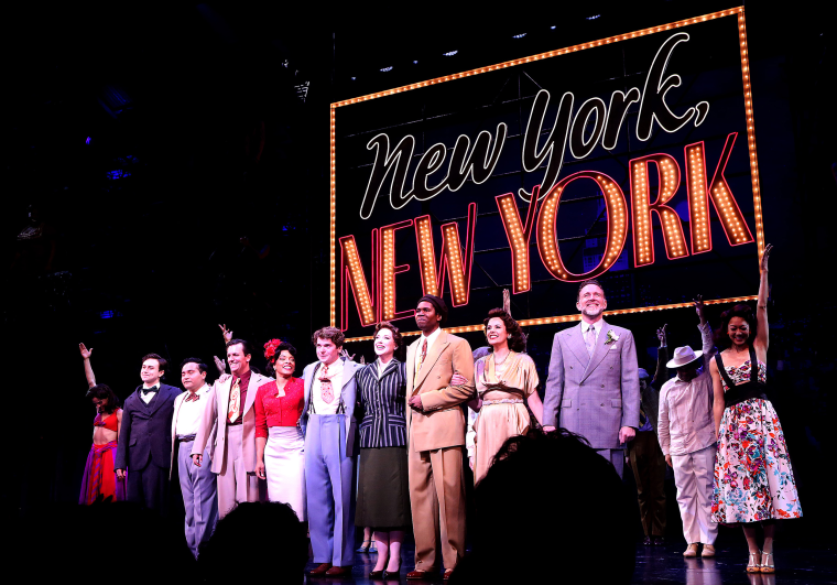 Opening night curtain call for the musical "New York, New York!" on Broadway on April 26, 2023. 