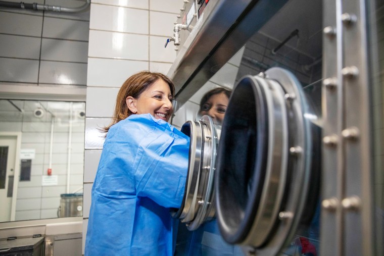 Dr. Mandy Cohen, the 20th Director of the Centers for Disease Control and Prevention, tours a laboratory training facility at the CDC main campus in Atlanta, on  July 20, 2023.