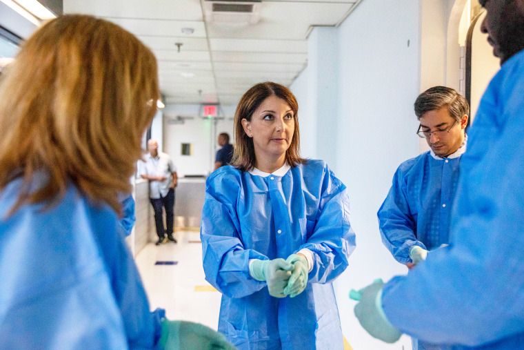 Dr. Mandy Cohen, the 20th Director of the Centers for Disease Control and Prevention, tours a laboratory training facility at the CDC main campus in Atlanta, on  July 20, 2023.