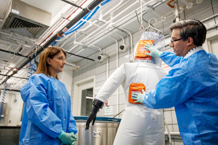 Dr. Mandy Cohen, the 20th Director of the Centers for Disease Control and Prevention, tours a laboratory training facility at the CDC main campus in Atlanta on July 20, 2023.