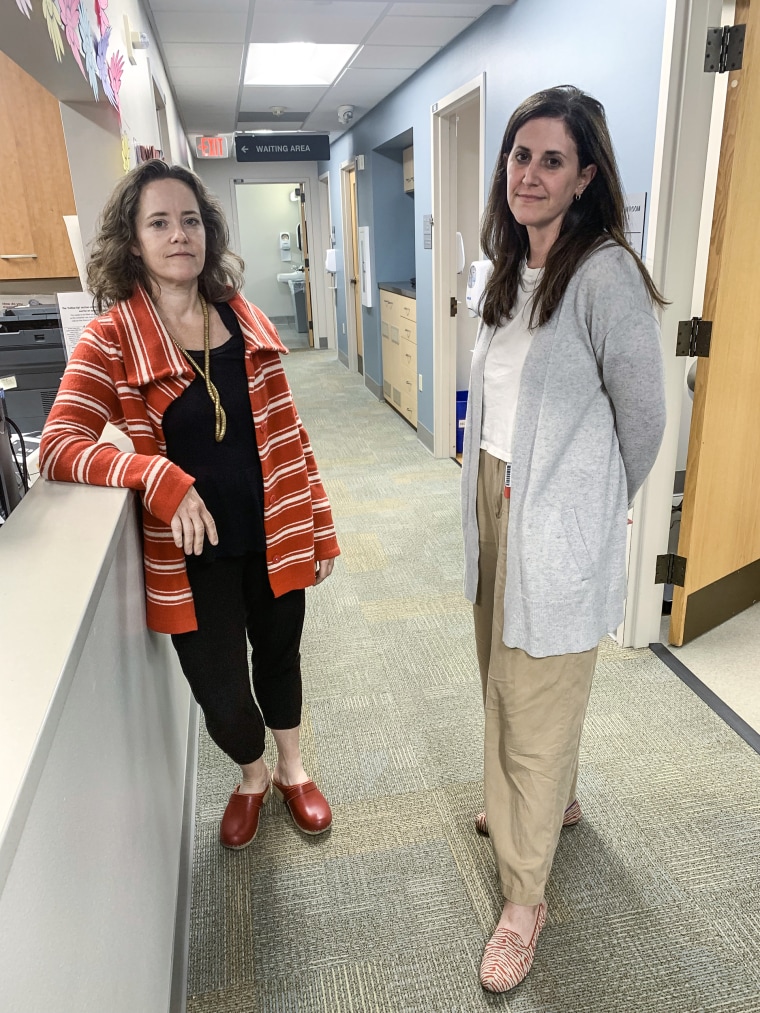 Eliza Bennett, left, and Abigail Cutler, OB-GYNs at the University of Wisconsin-Madison, refer patients needing abortion care out of state rather than risk criminal prosecution, fines, or losing their licenses. 