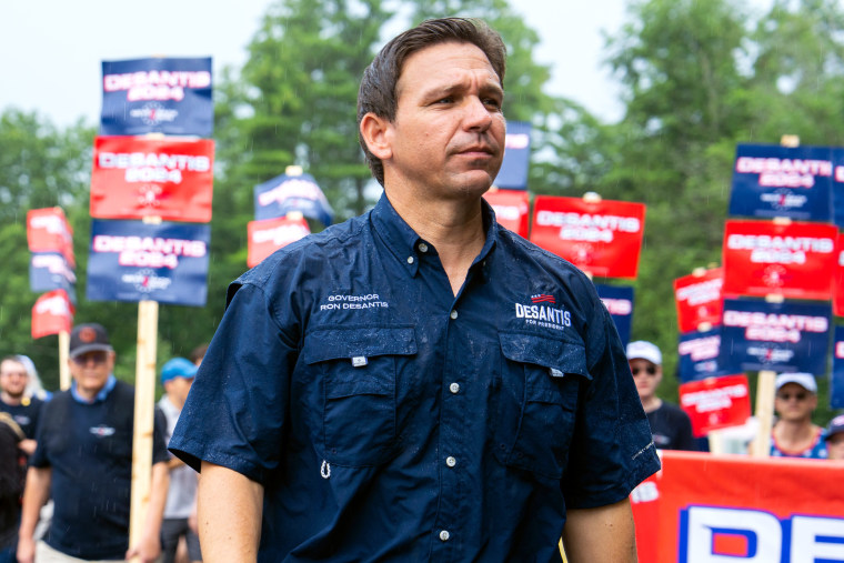 Ron DeSantis attends the Independence Day parade in Merrimack, N.H.