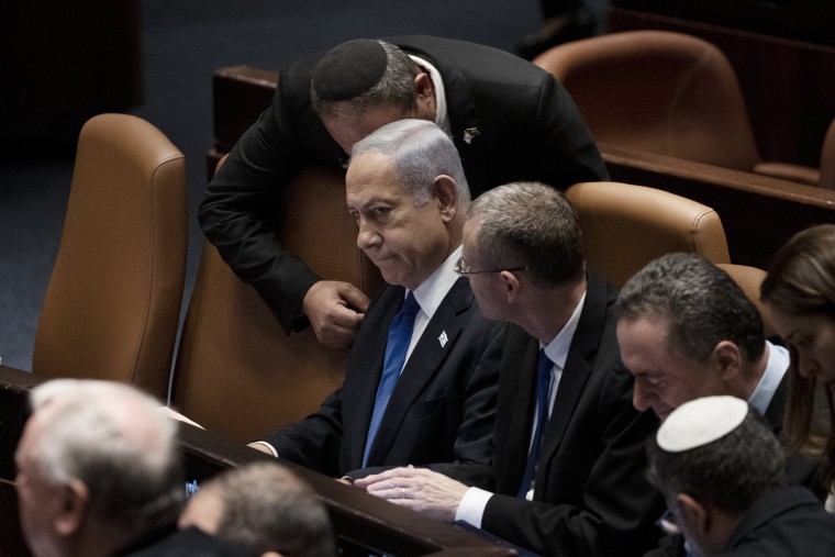 Benjamin Netanyahu at a session of the Knesset in Jerusalem