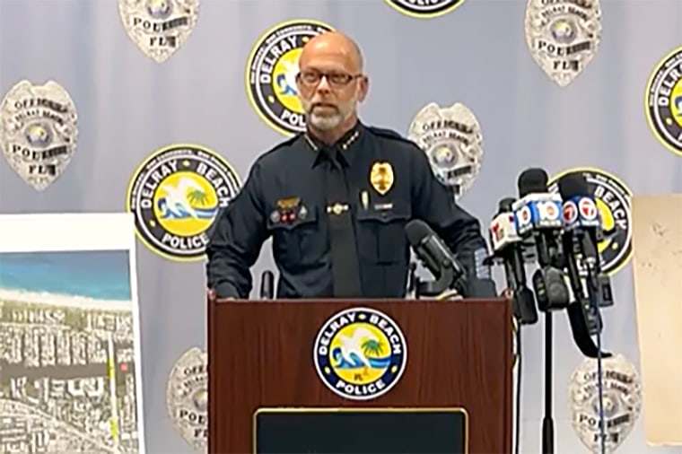 Delray Beach Police Chief Russ Mager provides information about the investigation in Delray Beach, Fla., on July 24, 2023.