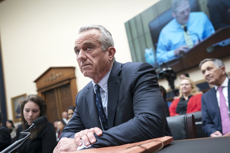 Democratic presidential candidate Robert F. Kennedy Jr., arrives to testify before the House Select Subcommittee on the Weaponization of the Federal Government, Thursday, July 20, 2023, on Capitol Hill in Washington.