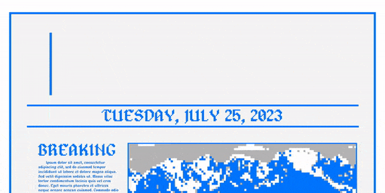 Photo Illustration: A generic newspaper front page rendered in the 8 bit graphic style