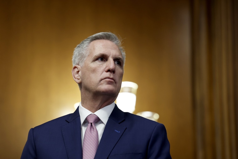 Kevin McCarthy during a news conference at the U.S. Capitol Building