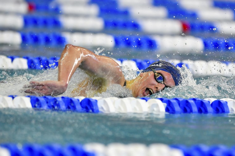 University of Pennsylvania swimmer Lia Thomas competes on March 17, 2022 at the McAuley Aquatic Center in Atlanta. 