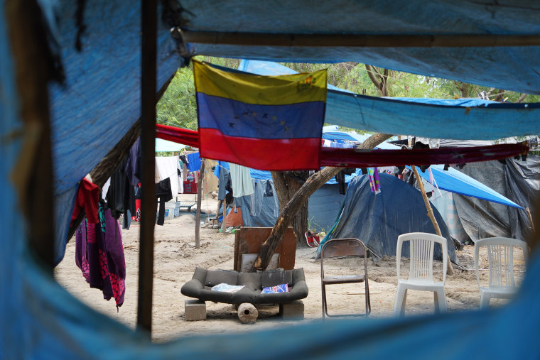 A tent camp in Matamoros, Mexico, just feet from the Texas border has between 1,000-1,200 people.