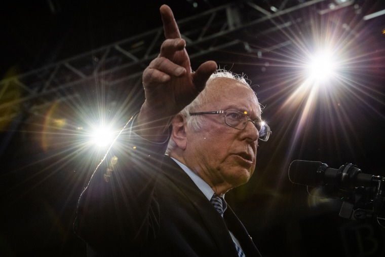 Sen. Bernie Sanders, I-Vt., 2020 Democratic Presidential Candidate, gives a victory speech after winning New Hampshire Primary in Manchester.