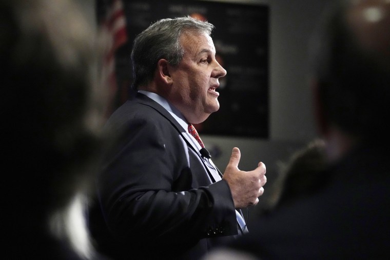 Former Gov. Chris Christie speaks in Manchester, N.H.