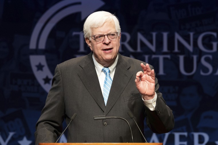 Dennis Prager, nationally syndicated conservative radio talk show host and writer, speaking at the Turning Point High School Leadership Summit in Washington, DC on July 24, 2018.
