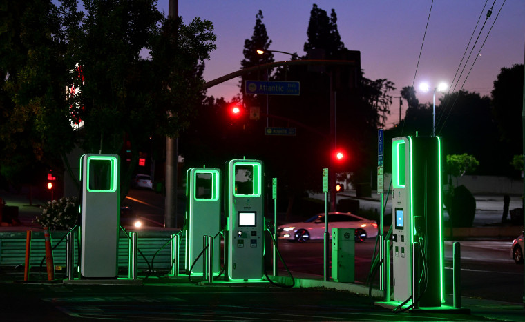 An Electric Vehicle charging station in Monterey Park, Calif., in 2021. 