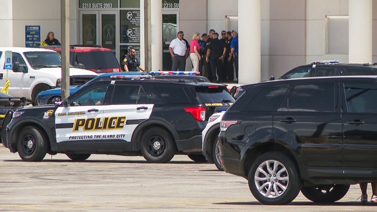 Police are on the scene of a reported shooting at a Southwest Side shopping center in San Antonio, Texas on Thursday.