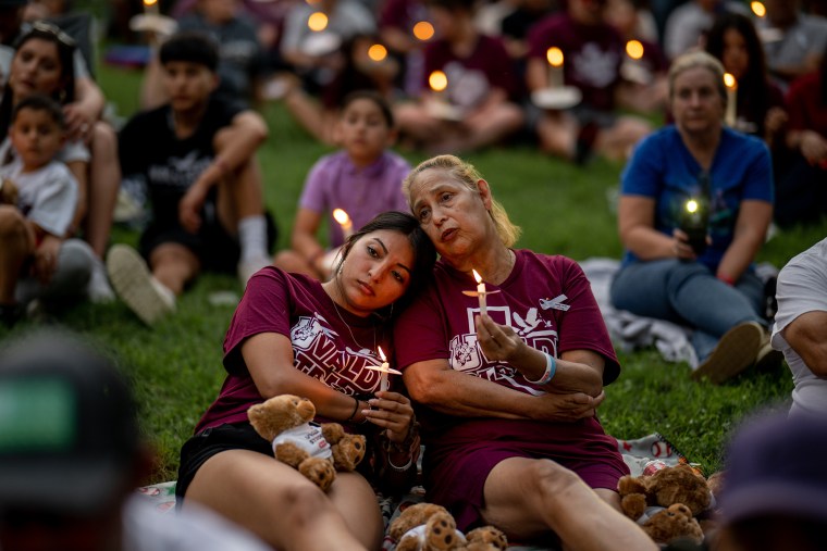 A candlelight vigil in May on the one-year anniversary of the mass shooting at Robb Elementary School in Uvalde.