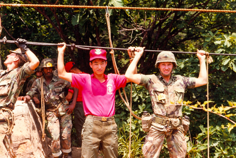 Craig Morgan, right, at Camp Casey in Dongducheon, South Korea, in the late 1980s.