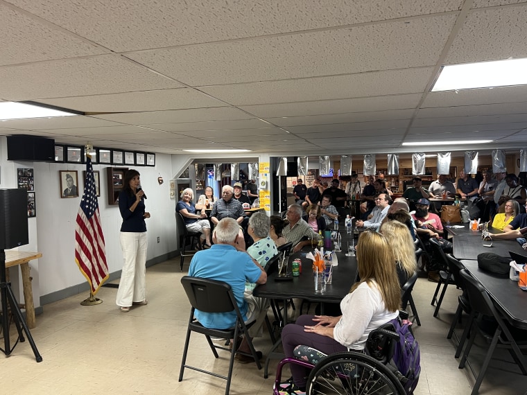 Republican presidential candidate Nikki Haley speaks at a town hall event in Lancaster, N.H., on July 7.